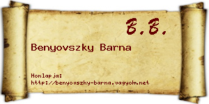 Benyovszky Barna névjegykártya